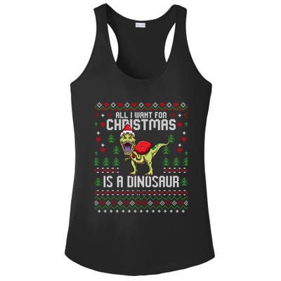 All I Want For Christmas Dinosaur Trex Ugly Xmas Ladies PosiCharge Competitor Racerback Tank