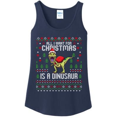 All I Want For Christmas Dinosaur Trex Ugly Xmas Ladies Essential Tank