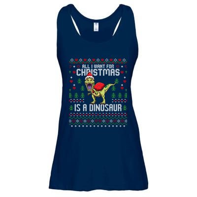 All I Want For Christmas Dinosaur Trex Ugly Xmas Ladies Essential Flowy Tank