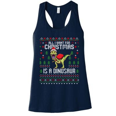 All I Want For Christmas Dinosaur Trex Ugly Xmas Women's Racerback Tank