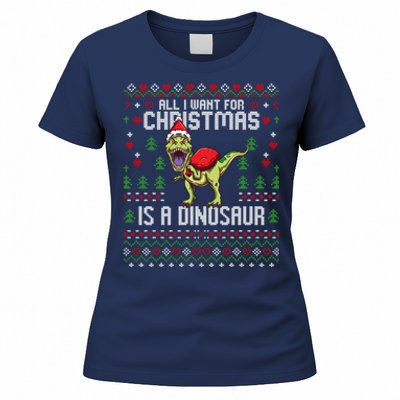 All I Want For Christmas Dinosaur Trex Ugly Xmas Women's T-Shirt