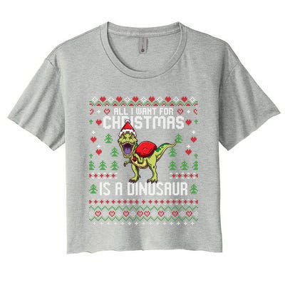 All I Want For Christmas Dinosaur Trex Ugly Xmas Women's Crop Top Tee