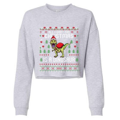 All I Want For Christmas Dinosaur Trex Ugly Xmas Cropped Pullover Crew