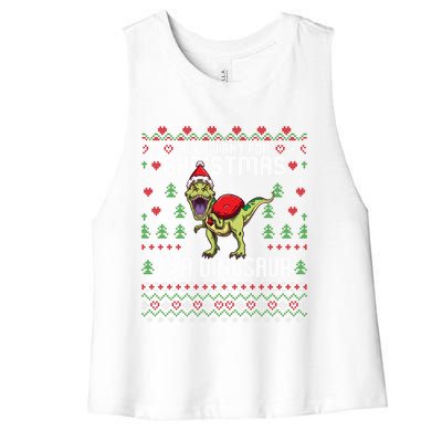 All I Want For Christmas Dinosaur Trex Ugly Xmas Women's Racerback Cropped Tank