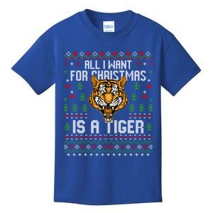 All I Want For Christmas Is A Tiger Ugly Xmas Tiger Lover Gift Kids T-Shirt