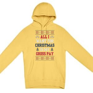 All I Want For Christmas Is My Gross Pay Joke Premium Pullover Hoodie