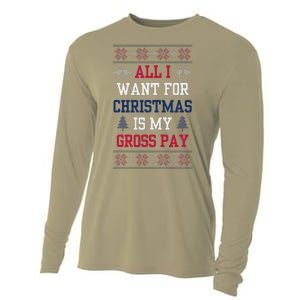 All I Want For Christmas Is My Gross Pay Joke Cooling Performance Long Sleeve Crew