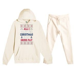 All I Want For Christmas Is My Gross Pay Joke Premium Hooded Sweatsuit Set