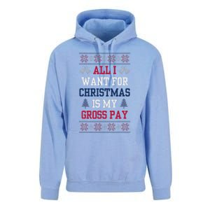 All I Want For Christmas Is My Gross Pay Joke Unisex Surf Hoodie