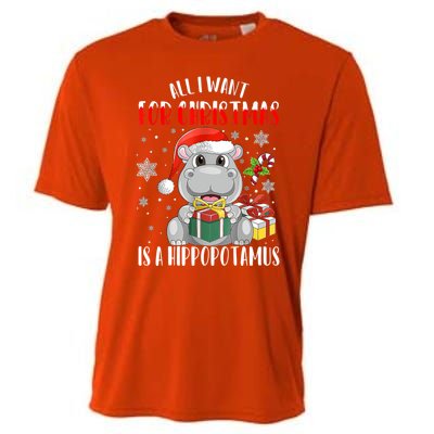 All I Want For Christmas Is A Hippopotamus Xmas Hippo Cool Gift Cooling Performance Crew T-Shirt