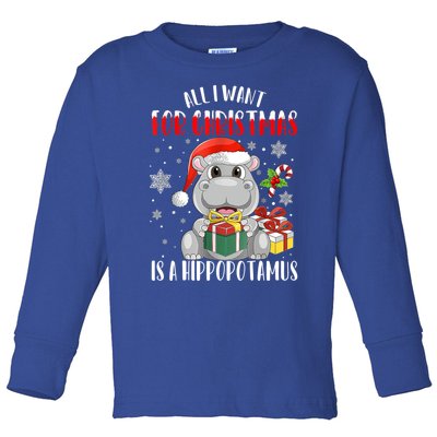 All I Want For Christmas Is A Hippopotamus Xmas Hippo Cool Gift Toddler Long Sleeve Shirt