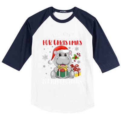 All I Want For Christmas Is A Hippopotamus Xmas Hippo Cool Gift Baseball Sleeve Shirt