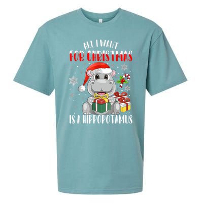 All I Want For Christmas Is A Hippopotamus Xmas Hippo Cool Gift Sueded Cloud Jersey T-Shirt