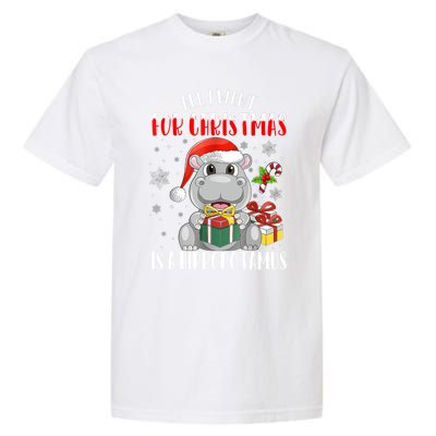 All I Want For Christmas Is A Hippopotamus Xmas Hippo Cool Gift Garment-Dyed Heavyweight T-Shirt