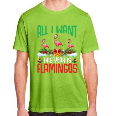 All I Want This Year Is Flamingos Wearing Hat Christmas Cute Gift Adult ChromaSoft Performance T-Shirt