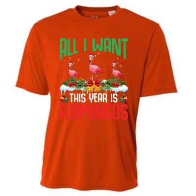 All I Want This Year Is Flamingos Wearing Hat Christmas Cute Gift Cooling Performance Crew T-Shirt