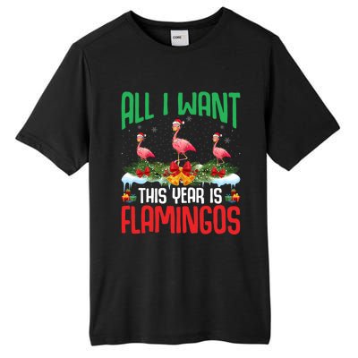 All I Want This Year Is Flamingos Wearing Hat Christmas Cute Gift Tall Fusion ChromaSoft Performance T-Shirt