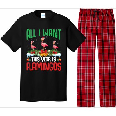 All I Want This Year Is Flamingos Wearing Hat Christmas Cute Gift Pajama Set