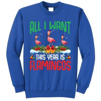 All I Want This Year Is Flamingos Wearing Hat Christmas Cute Gift Sweatshirt