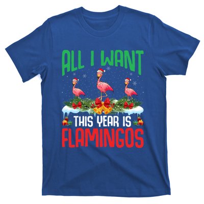 All I Want This Year Is Flamingos Wearing Hat Christmas Cute Gift T-Shirt