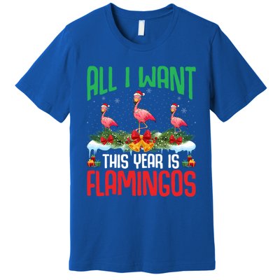 All I Want This Year Is Flamingos Wearing Hat Christmas Cute Gift Premium T-Shirt