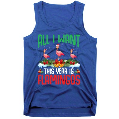 All I Want This Year Is Flamingos Wearing Hat Christmas Cute Gift Tank Top