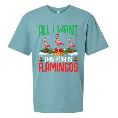 All I Want This Year Is Flamingos Wearing Hat Christmas Cute Gift Sueded Cloud Jersey T-Shirt