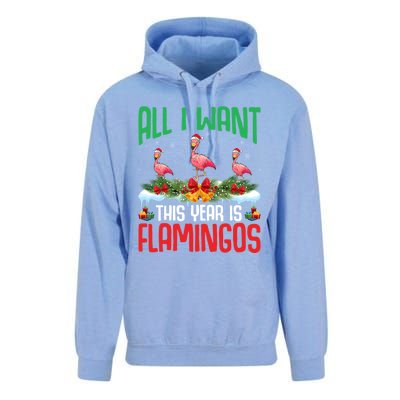 All I Want This Year Is Flamingos Wearing Hat Christmas Cute Gift Unisex Surf Hoodie