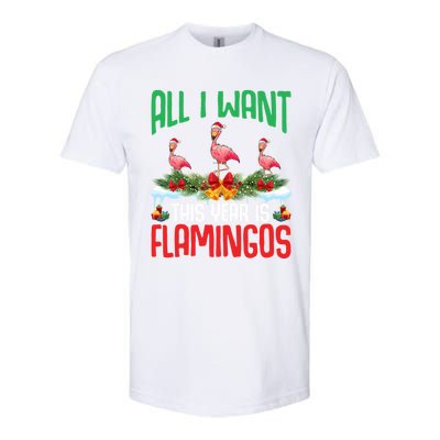 All I Want This Year Is Flamingos Wearing Hat Christmas Cute Gift Softstyle CVC T-Shirt