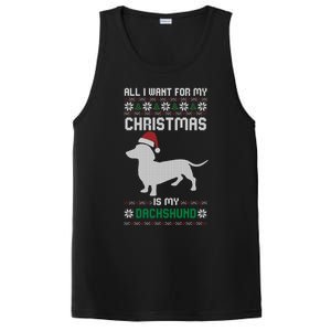 All I Want For My Christmas Dachshund Doxie Dog Ugly Xmas Pj Gift PosiCharge Competitor Tank