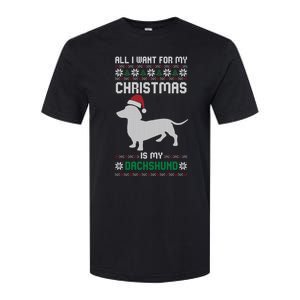 All I Want For My Christmas Dachshund Doxie Dog Ugly Xmas Pj Gift Softstyle CVC T-Shirt