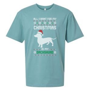 All I Want For My Christmas Dachshund Doxie Dog Ugly Xmas Pj Gift Sueded Cloud Jersey T-Shirt