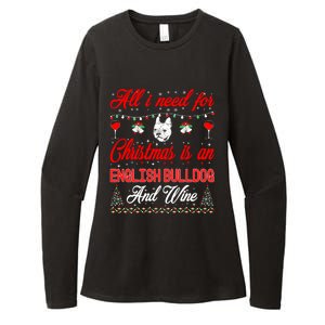 All I Want For Christmas English Bulldog And Wine Gift Womens CVC Long Sleeve Shirt