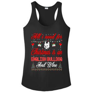 All I Want For Christmas English Bulldog And Wine Gift Ladies PosiCharge Competitor Racerback Tank