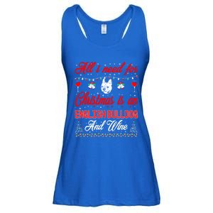 All I Want For Christmas English Bulldog And Wine Gift Ladies Essential Flowy Tank