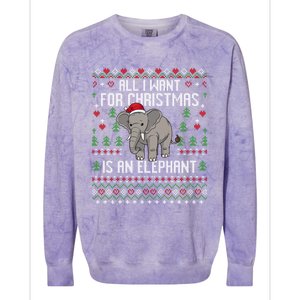 All I Want For Christmas Is An Elephant Ugly Xmas Colorblast Crewneck Sweatshirt