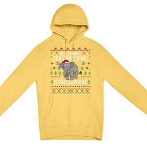 All I Want For Christmas Is An Elephant Ugly Xmas Premium Pullover Hoodie