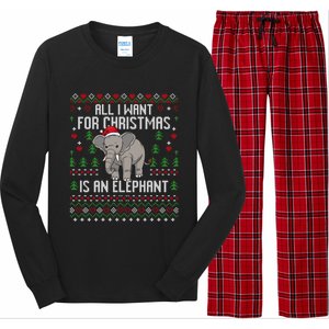 All I Want For Christmas Is An Elephant Ugly Xmas Long Sleeve Pajama Set