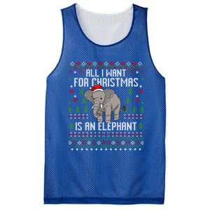 All I Want For Christmas Is An Elephant Ugly Xmas Mesh Reversible Basketball Jersey Tank