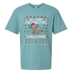 All I Want For Christmas Is An Elephant Ugly Xmas Sueded Cloud Jersey T-Shirt