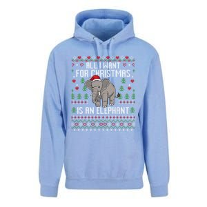 All I Want For Christmas Is An Elephant Ugly Xmas Unisex Surf Hoodie