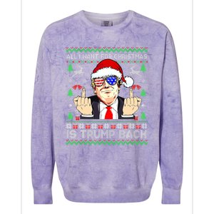 All I Want For Christmas Is Trump Back 2024 Ugly Xmas Colorblast Crewneck Sweatshirt