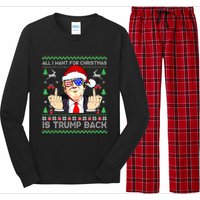 All I Want For Christmas Is Trump Back 2024 Ugly Xmas Long Sleeve Pajama Set