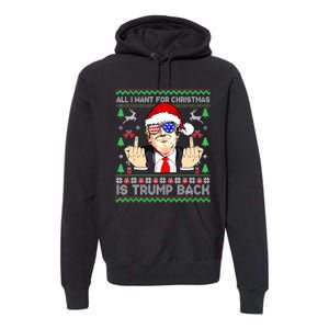 All I Want For Christmas Is Trump Back 2024 Ugly Xmas Premium Hoodie