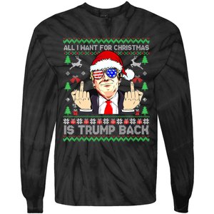 All I Want For Christmas Is Trump Back 2024 Ugly Xmas Tie-Dye Long Sleeve Shirt