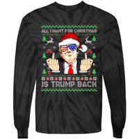 All I Want For Christmas Is Trump Back 2024 Ugly Xmas Tie-Dye Long Sleeve Shirt