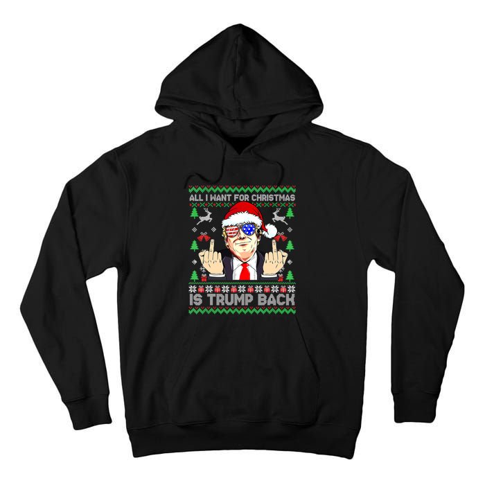 All I Want For Christmas Is Trump Back 2024 Ugly Xmas Tall Hoodie