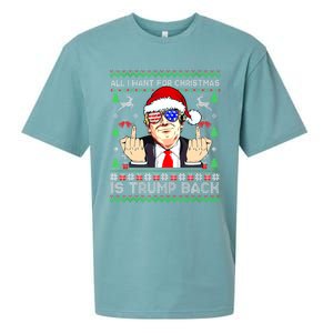 All I Want For Christmas Is Trump Back 2024 Ugly Xmas Sueded Cloud Jersey T-Shirt