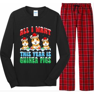 All I Want This Year Is Guinea Pig Wearing Christmas Hat Great Gift Long Sleeve Pajama Set