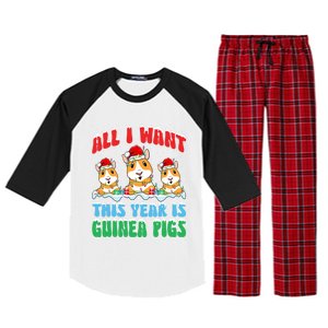 All I Want This Year Is Guinea Pig Wearing Christmas Hat Great Gift Raglan Sleeve Pajama Set